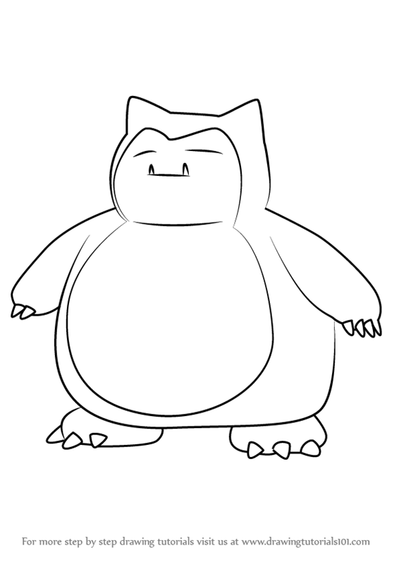 Learn How To Draw Snorlax From Pokemon Go Pokemon Go Step By Step Drawing Tutorials P