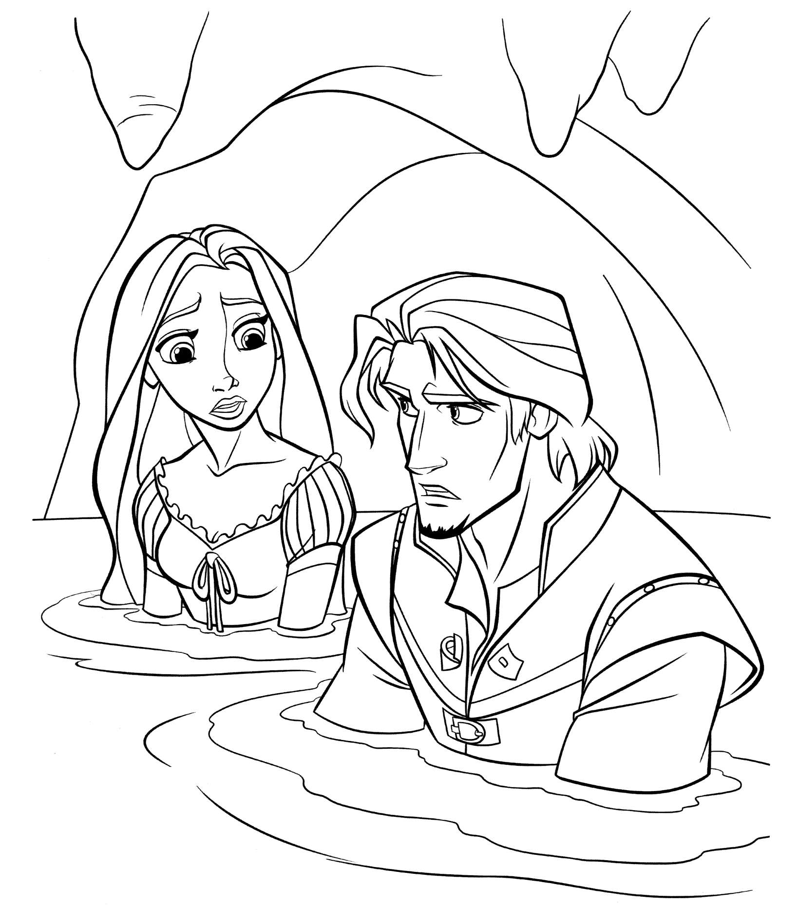 Rapunzel Kleurplaten Flynn En Rapunzel In Het Water Rapunzel Coloring Pages Tangled C