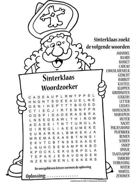 Kleurplaat Sinterklaas Woordzoeker Nr 10412 Kleurplaten Nl Sinterklaas Knutselen Sint