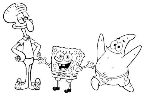 Octo Tentakels Spongebob En Patrick Ster Kleurplaat Gratis Kleurplaten Printen