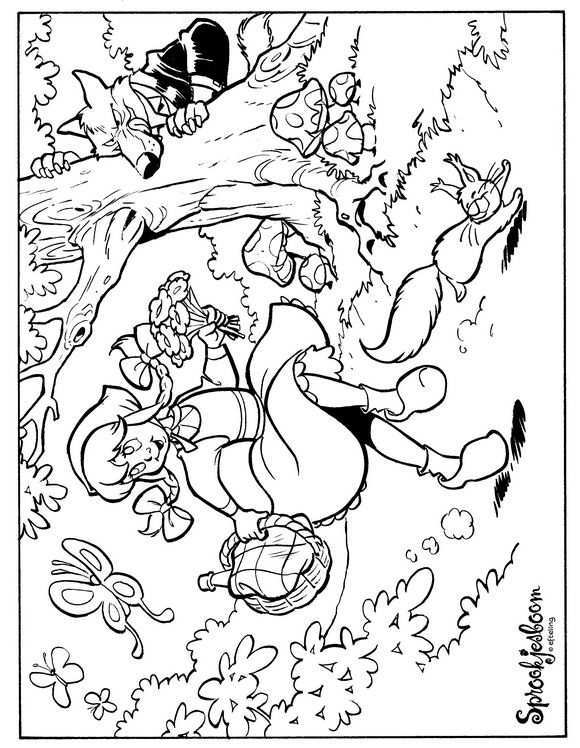 Kids N Fun Coloring Page Fairy Tree Sprookjesboom Sprookjesboom Roodkapje Sprookjes