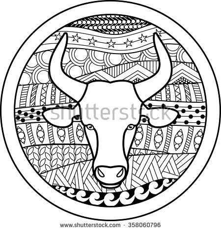 Zodiac Sign Taurus Vector Illustration Of Abstract Zodiac Sign For Talismans Textile