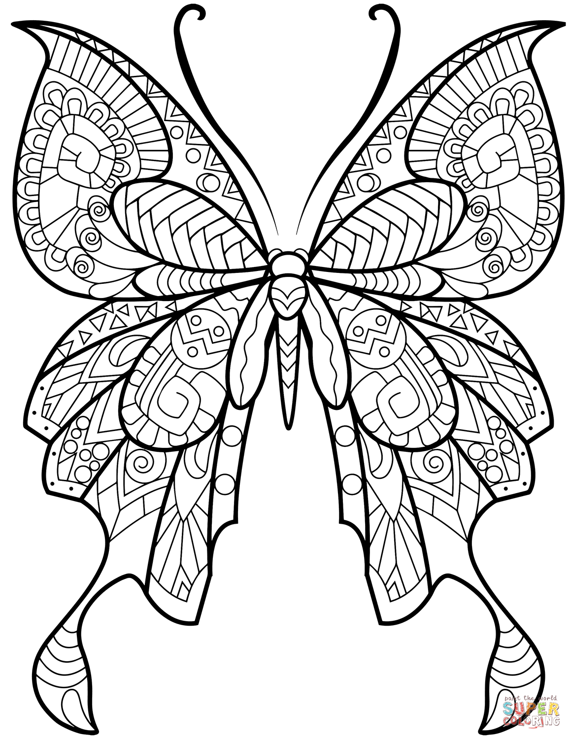 Zentangle Butterfly Super Coloring Butterfly Pictures To Color Butterfly Coloring Pag