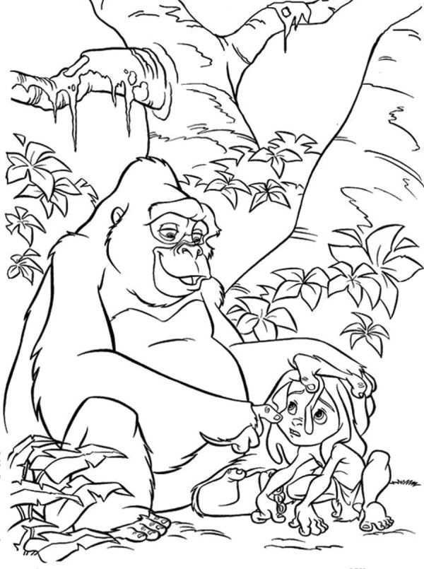Tarzan Kid With Kingkong Coloring Pages Plantas Colores