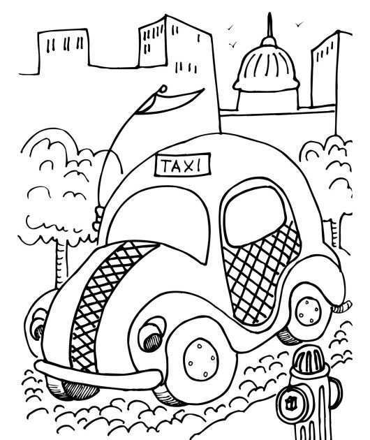 Fun Taxi Coloring Sheet For Kids Coloring Sheets Coloring Pages Coloring Sheets For K