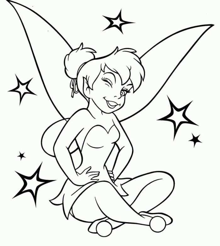 Tinkerbell A Blinking Eye Coloring Pages Tinkerbell Coloring Pages Kidsdrawing Free C