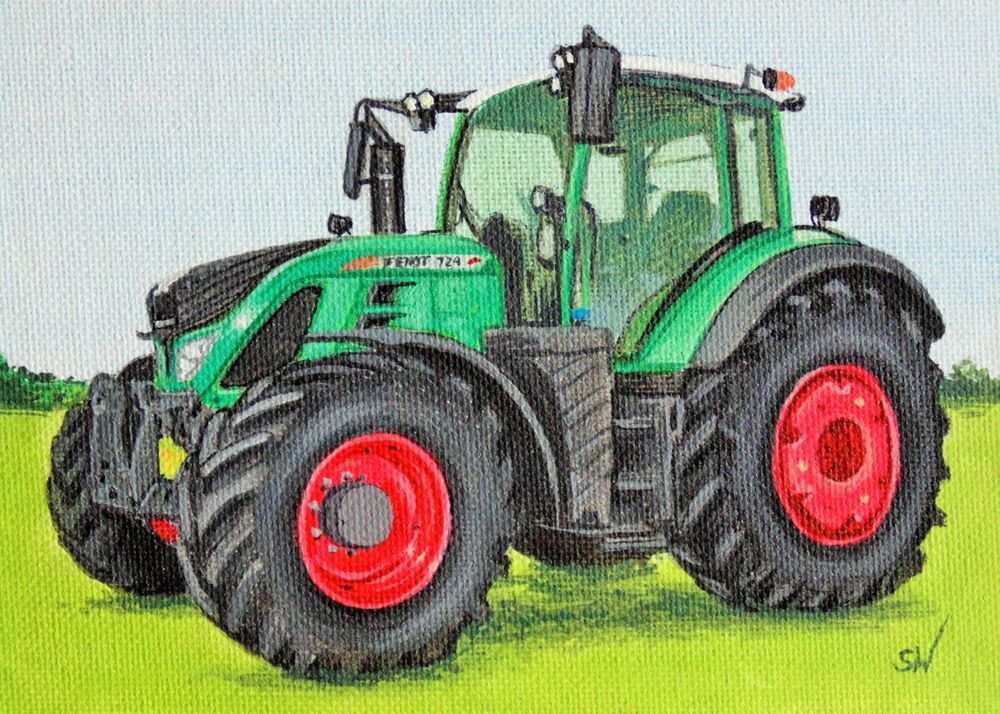 Fendt Tractor Mini Painting Acrylic On Canvas Board Realism Tractors Mini Paintings T