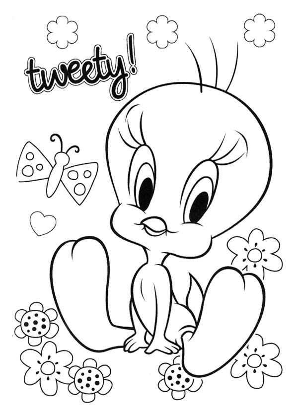 Cute Tweety Coloring Page Valentines Day Coloring Page Bird Coloring Pages Printable