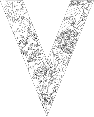 Letter V With Plants Coloring Page From English Alphabet With Plants Category Select