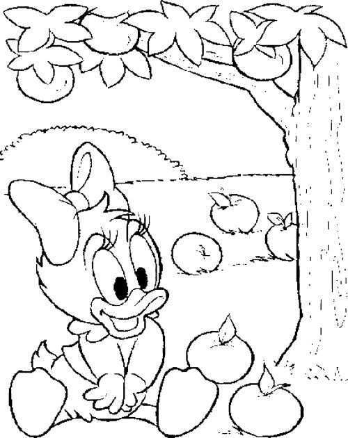 Baby Daisy Duck In Tree Apple Coloring Page Mickey Coloring Pages Coloring Pages Appl