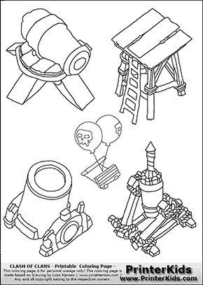 Clash Of Clans Tower Group Coloring Page Preview Kleurplaten