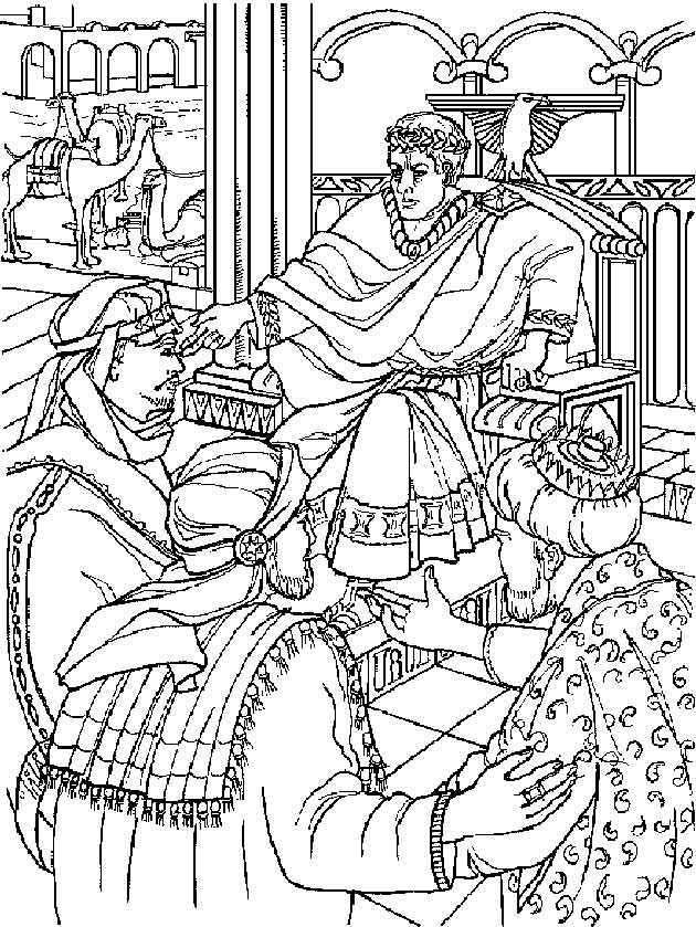 Kleurplaat Bijbel Kerstverhaal De Drie Koningen Bij Herodus The Wise Men Talk To King