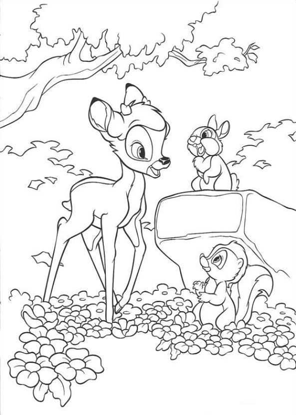 Print Bambi En Vriendjes Kleurplaat Kleurplaten Dieren Kleurplaten Disney Kleurplaten