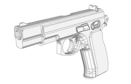 Full Size Cz 75 Pistol Free Handgun Paper Model Download Paper Models Pistol Cz 75