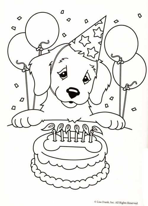 Kleurplaat Hond Verjaardagstaart Puppy Coloring Pages Birthday Coloring Pages Happy B