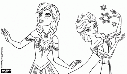 Anna And Elsa The Princesses From The Disney S Film Frozen Coloring Page Frozen Kleur