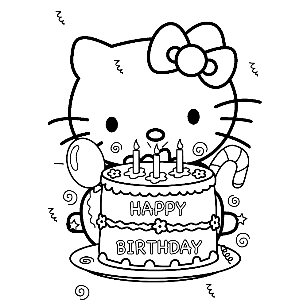 Leuk Voor Kids Happy Birthday Kitty Hello Kitty Verjaardag Gratis Kleurplaten Kleurpl