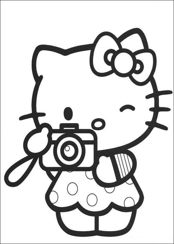 Kleurplaat Hello Kitty Camera Hello Kitty Colouring Pages Kitty Coloring Hello Kitty