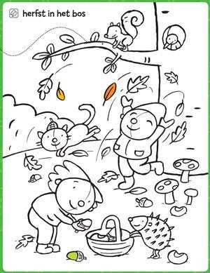 Kleurplaat Herfst In Het Bos Herfst Activiteiten Herfstwerkjes Kinderkleurplaten
