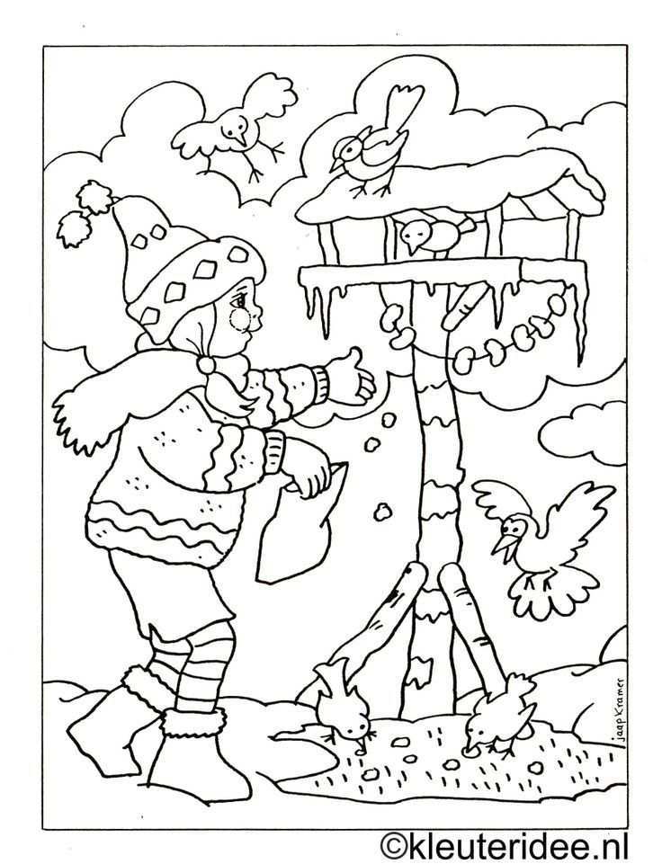 Ptacci V Zime Omalovanka Winterknutsels Kerstkleurplaten Winter Kunst