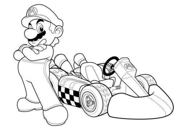 Kleurplaat Van Mario Kart Kleurplaten Cartoon Tekeningen Mario Kart