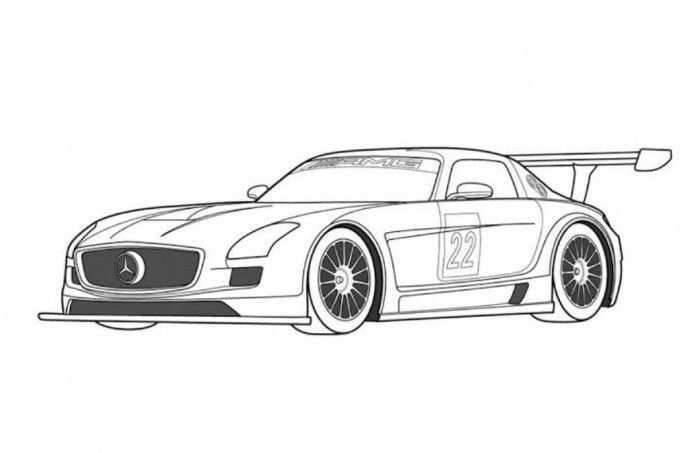 Mercedes Benz Sls Gt3 Sportscar Coloring Page Free Online Cars Coloring Pages For Kid