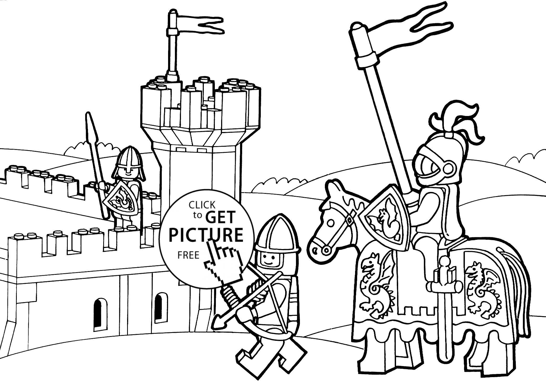 Lego Duplo Knights Coloring Page For Kids Printable Free Lego Duplo Lego Coloring Pages Lego Coloring Castle Coloring Page