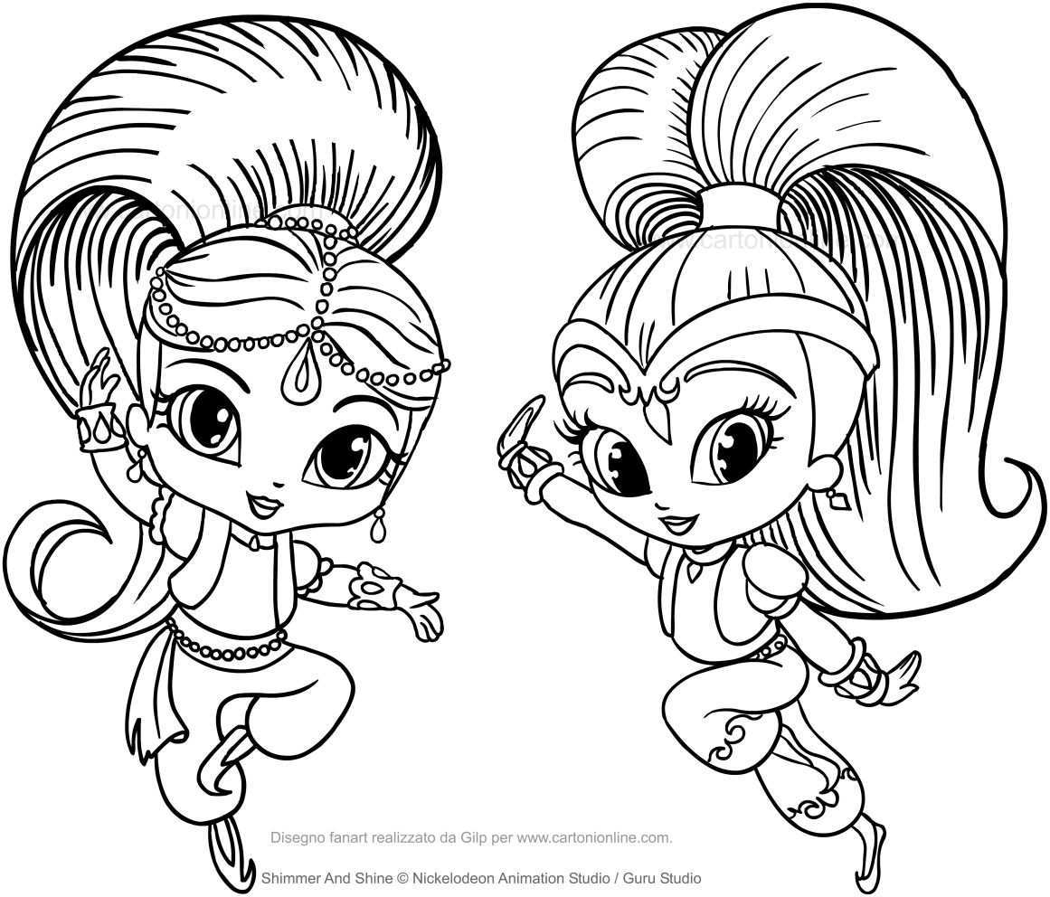 85 Coloring Page Shimmer And Shine Shine And Shimmer Artwork Nickelodeon Coloring Pag