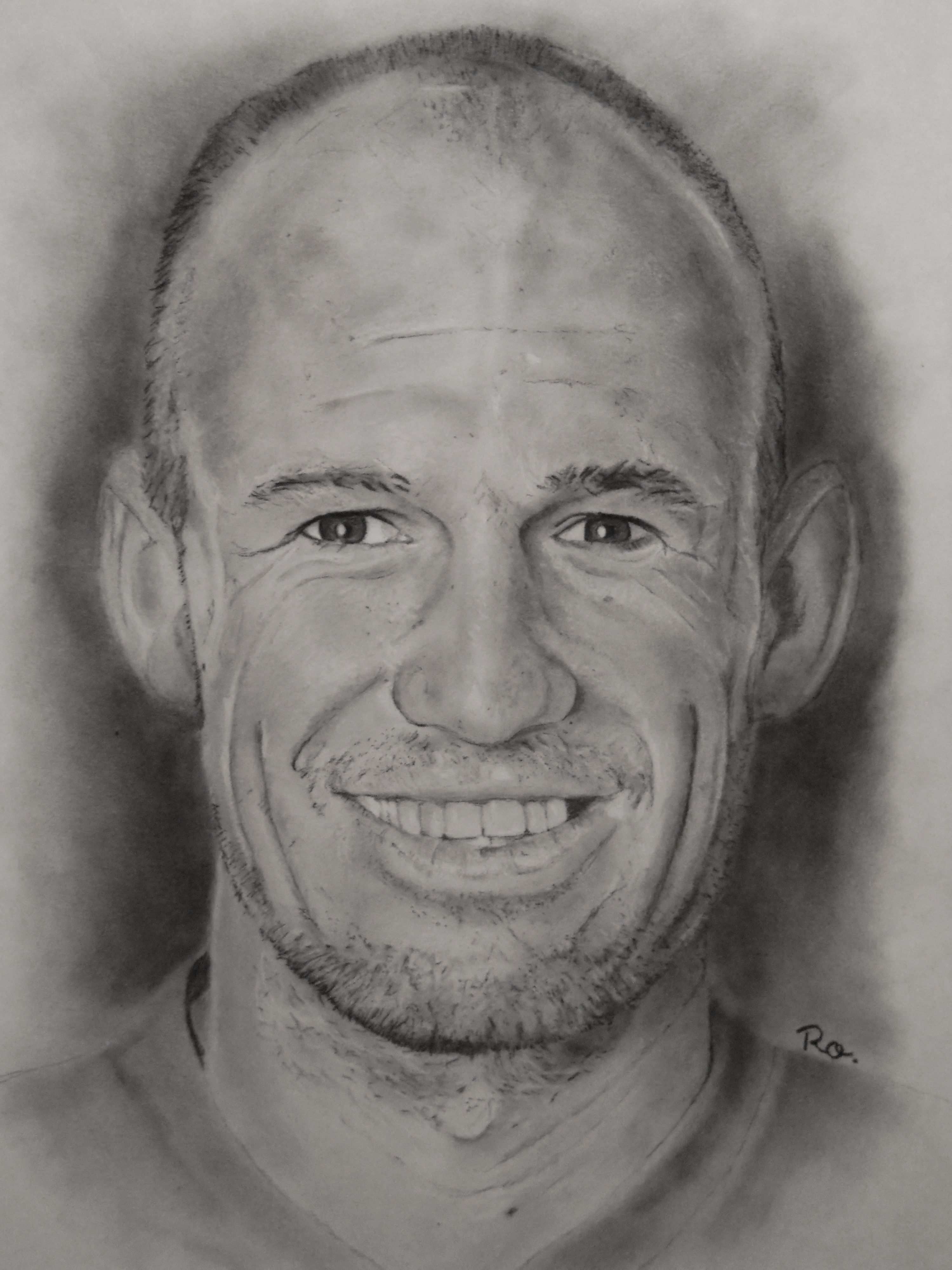 Arjen Robben Getekend Op A3 Formaat Met Houtskool En Grafiet Door Ro S Portraits Art
