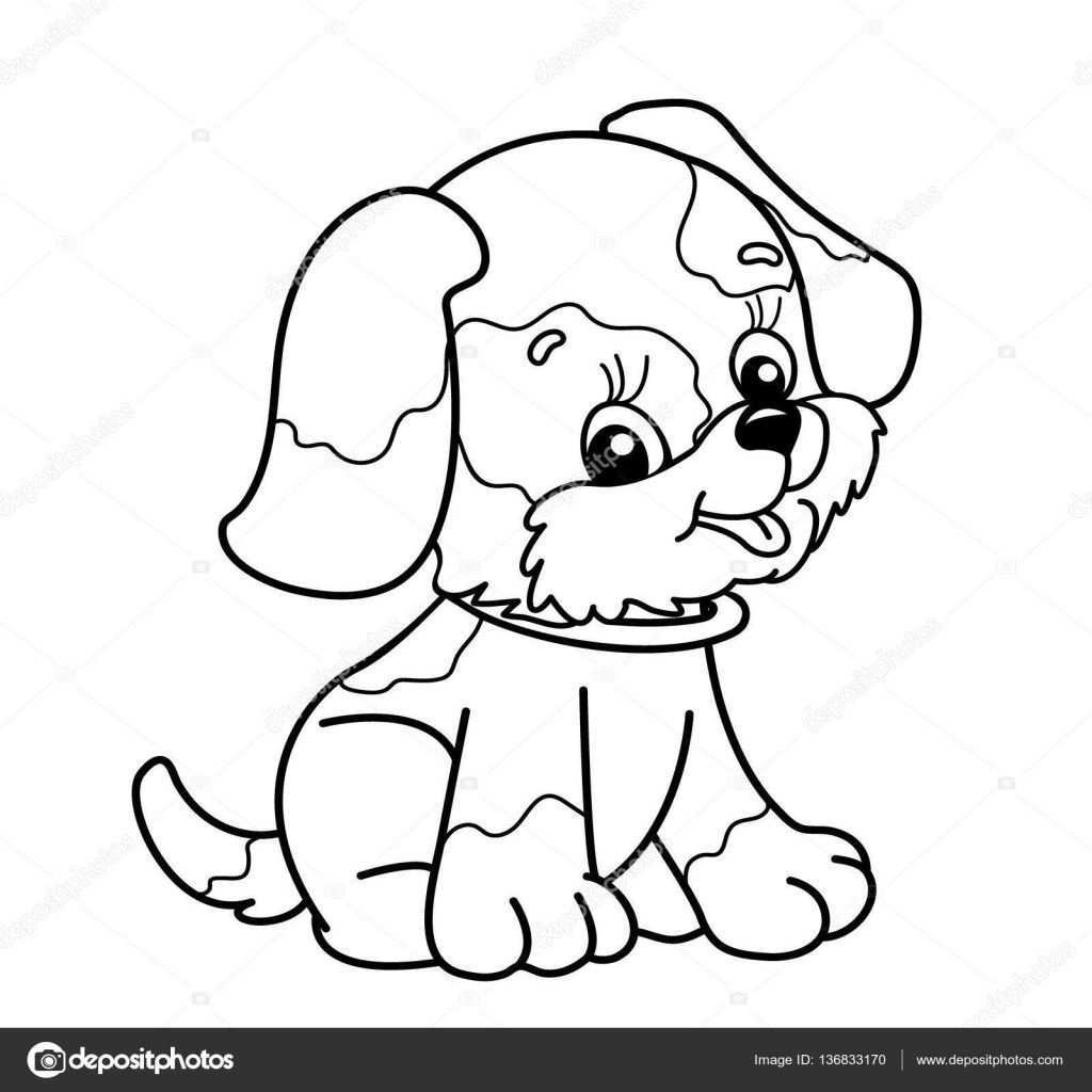 Tekeningen Schattig Kleurplaat Pagina Overzicht Van De Hond Van De Cartoon Schattige