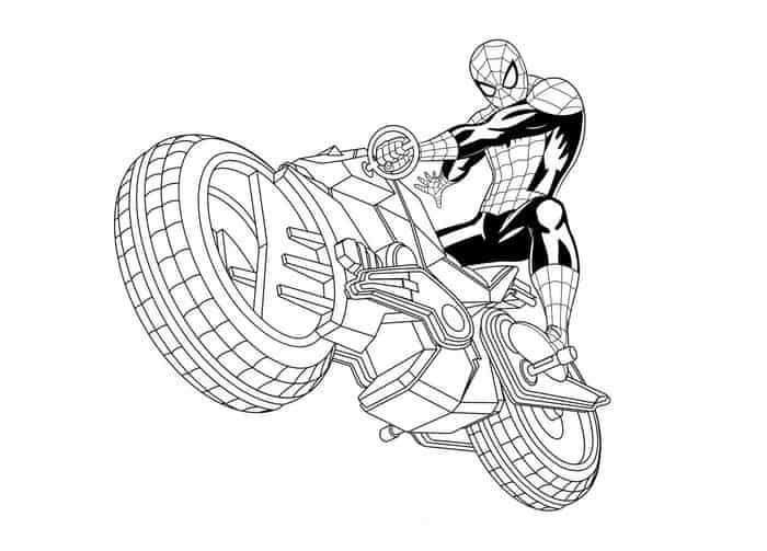 Coloring Pages Spiderman Motorcycle
