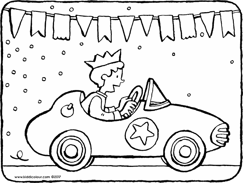 Jarig In De Racewagen Kleurplaat Kleurprent Tekening 01k Kinderkleurplaten Auto Verja