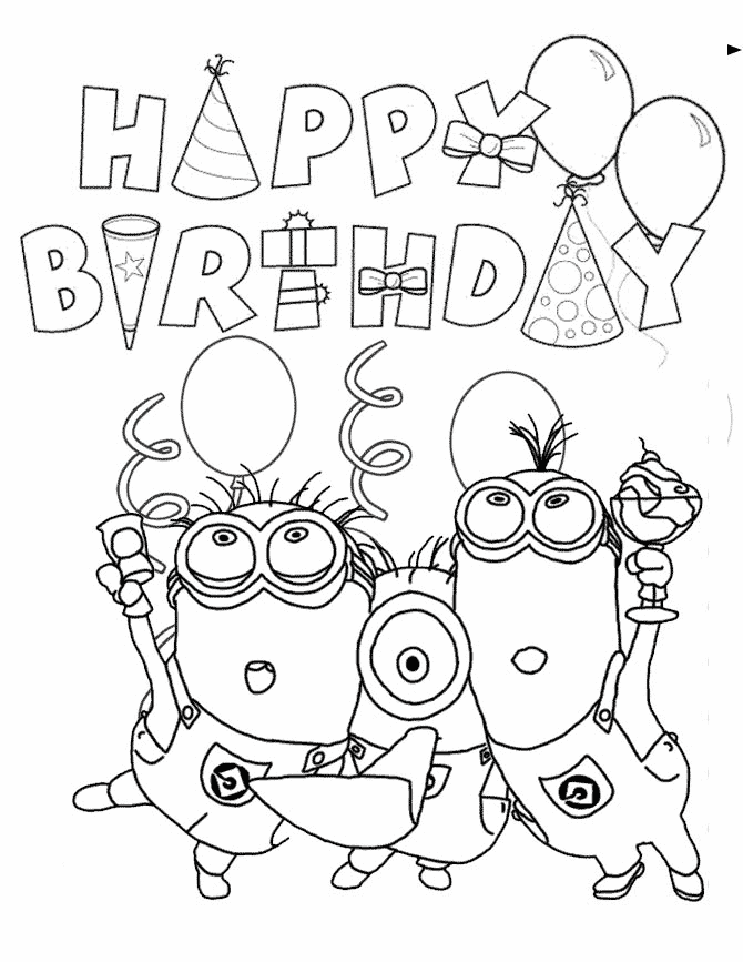 Minion Birthday Coloring Page Kleurplaten Minion Verjaardag Kaarten Maken Handlettere