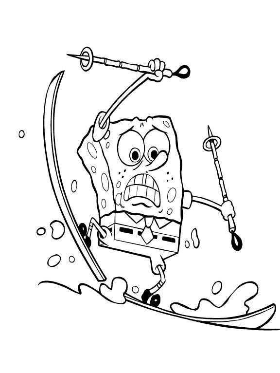 Skiing Coloring Pages Spongebob Coloring Spongebob