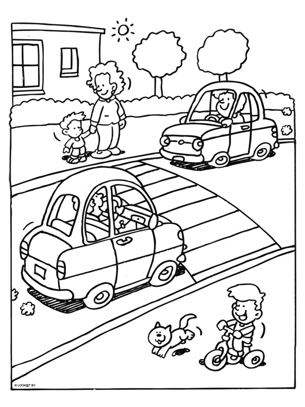 Kleurplaat In Het Verkeer Vervoer Thema Knutselen Thema Verkeer Voorschoolse Activite