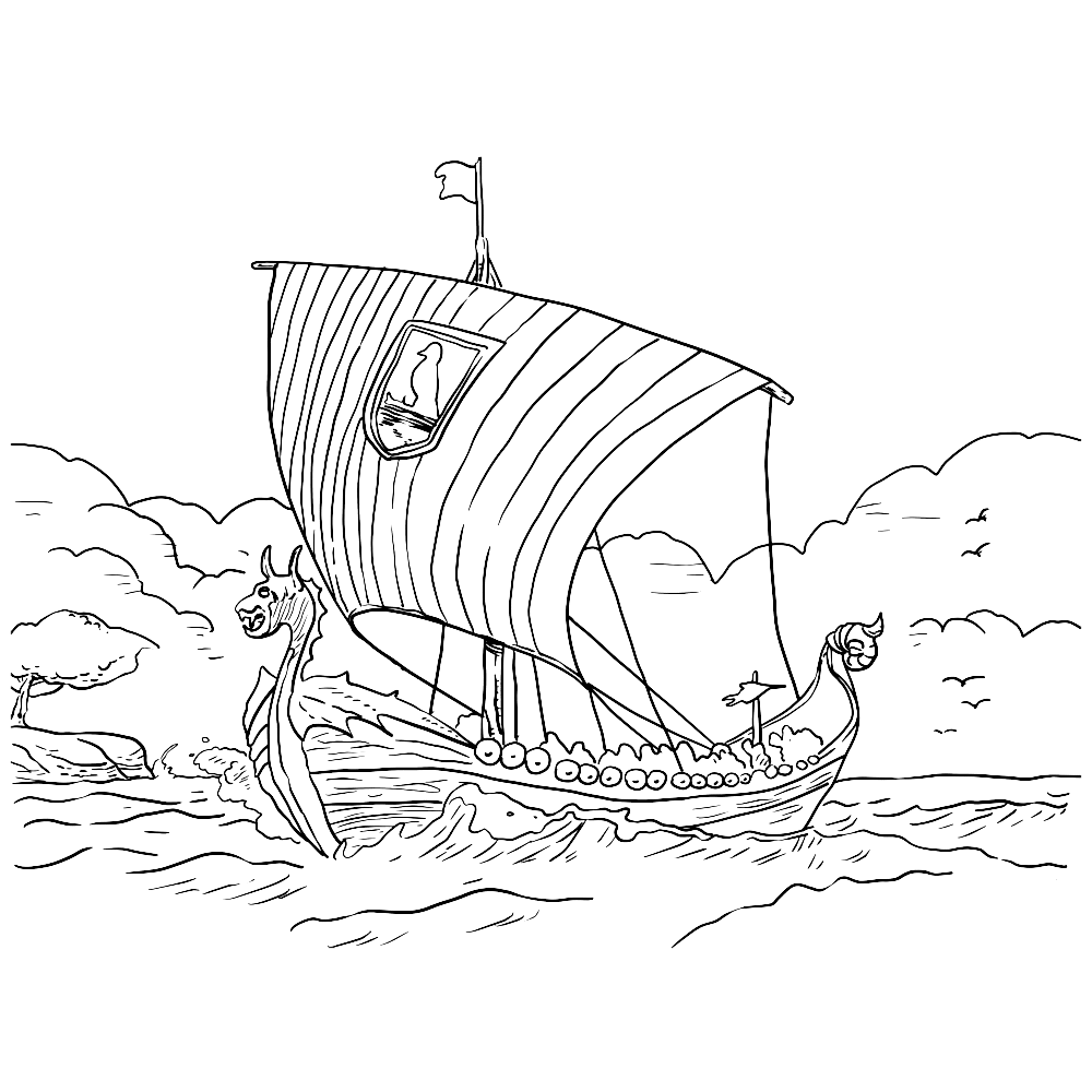 Leuk Voor Kids Een Langschip Op Zee Gratis Kleurplaten Kleurboek Viking Schip