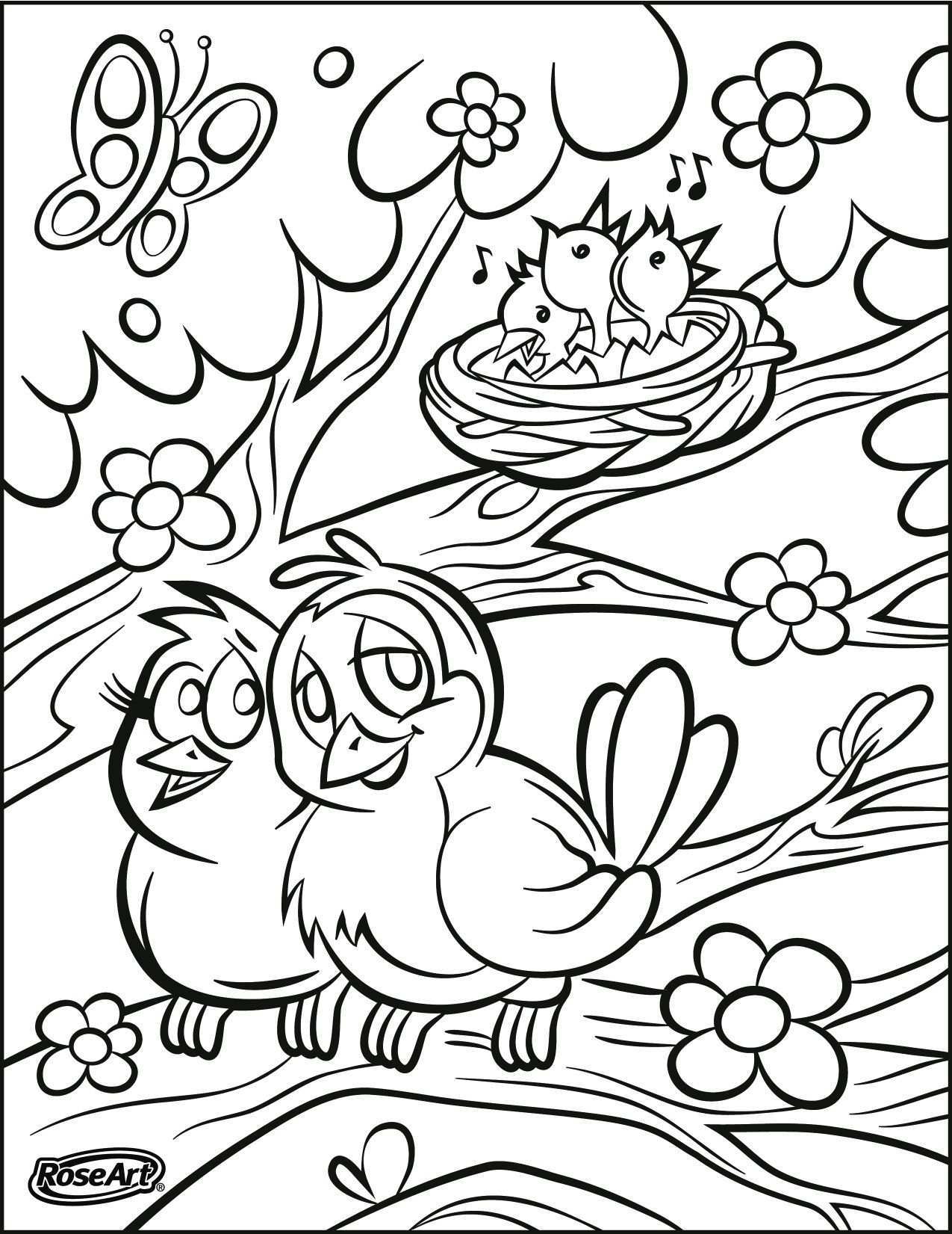 Kleurplaat Vogels In Boom Spring Coloring Pages Spring Coloring Sheets Kindergarten C
