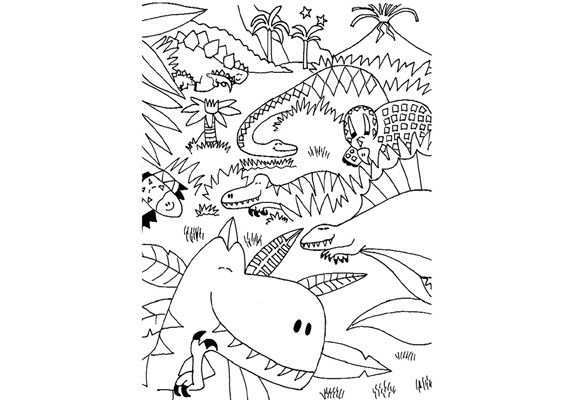 Gratis Dinosaurus Kleurplaat Bos Vol Met Dinos Character Art Fictional Characters