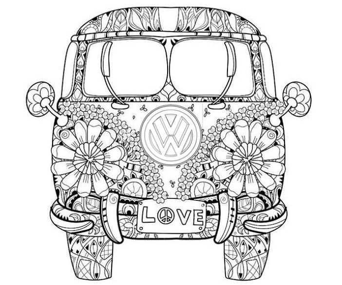 Mindfulness Volkswagen Peace Busje Kleurplaat Mandala Kleurplaten Kleurplaten Gratis