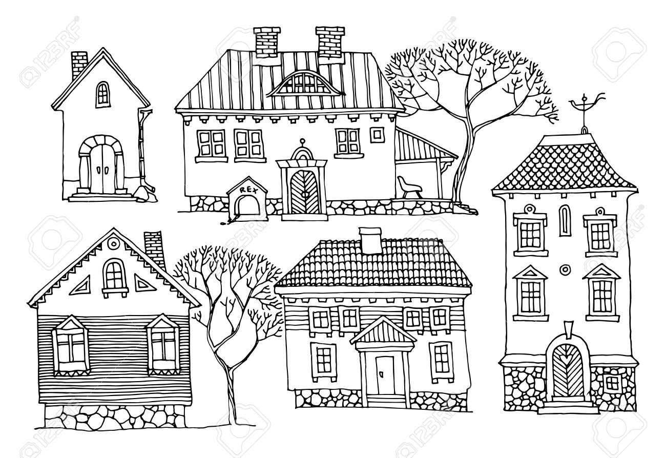 Cartoon Hand Drawing Houses Dibujo De Casa Dibujos Sencillos Dibujos