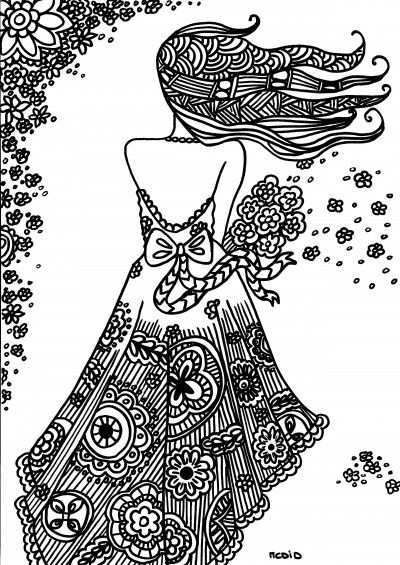Flower Girl Zentangle Coloring Page Free Printable Kleurplaten Voor Volwassenen Kleur