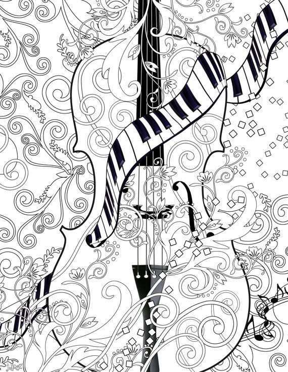 Coloring Poster Printable Violin Coloring Poster Instant Download Coloring Poster Violin Art Violin Coloring Poster Juleez Music Coloriage Musique Coloriage Coloriage Zelda