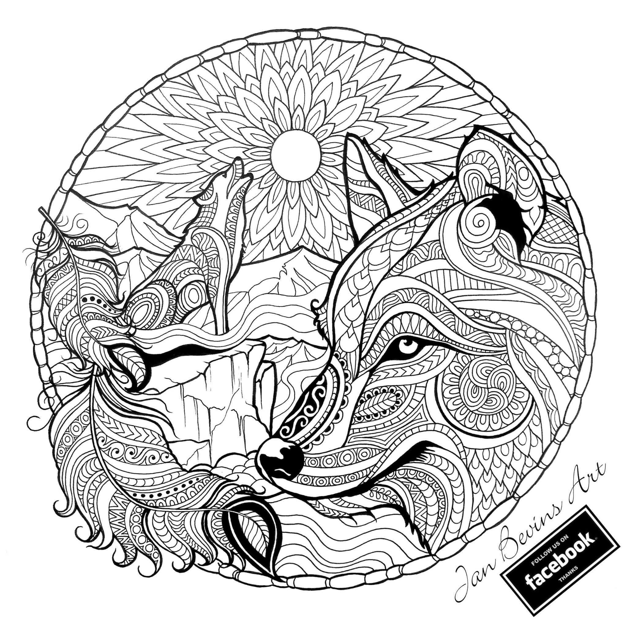 דפי צביעה מנדלה Fox Coloring Page Mandala Coloring Pages Animal Coloring Pages