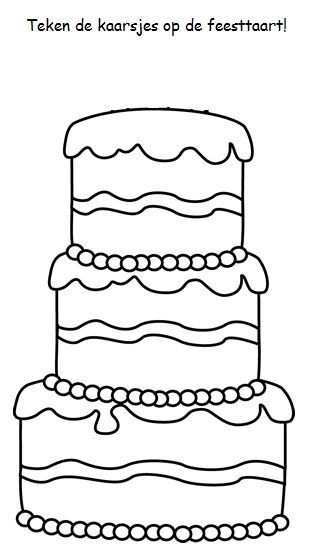 Kleurplaat Taart Knutselen Thema Feest Kinderkleurplaten Verjaardag Knutselen