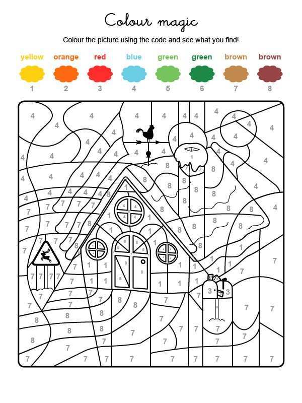 3296 Colour By Numbers Le Chalet Du Pere Noel Jpg 600 800 Sprookjes Kleurplaten Wisku