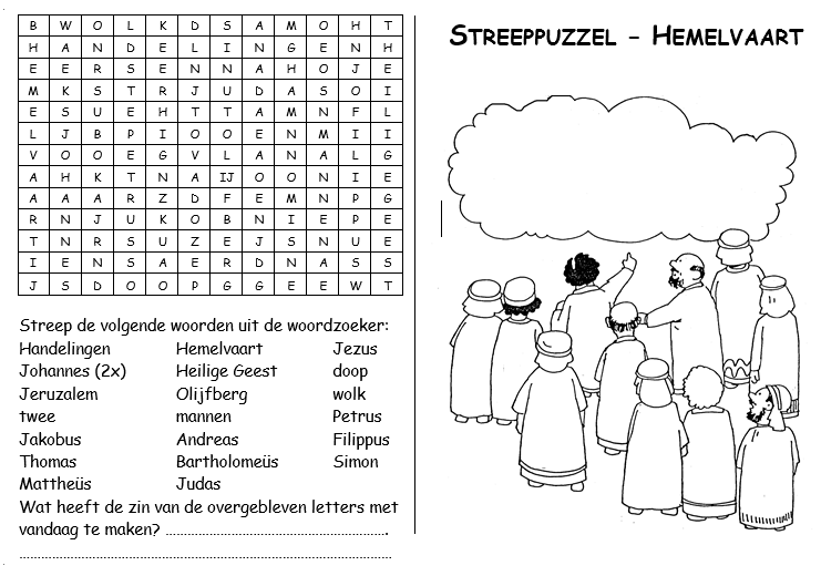 Streeppuzzel Hemelvaart Kerkboekje Nl Bijbel Activiteiten Kinderen Kerk Zondagsschool