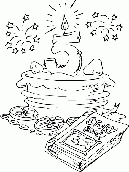 Birthday Cake Age 5 Coloring Page Coloring Com Birthday Coloring Pages Happy Birthday