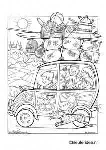 Op Vakantie Met De Auto 2 Kleurplaat Op Kleuteridee On Holiday By Car Free Printable