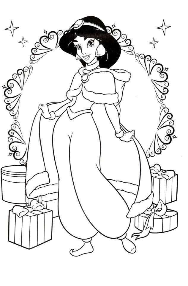 Princess Jasmine Got Many Gifts At Christmas Coloring Pages Disney Kleurplaten Kleurp