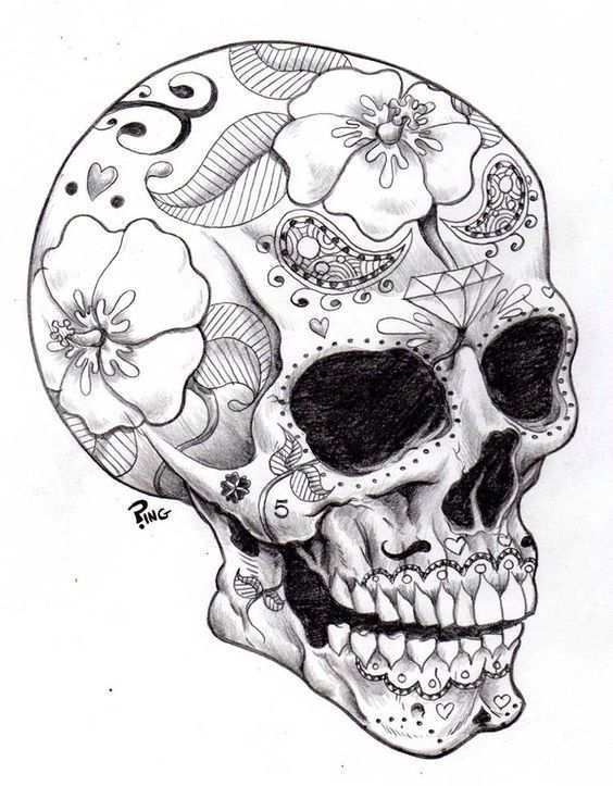 Image Result For Day Of The Dead Skull Skull Coloring Pages Skull Art Skull